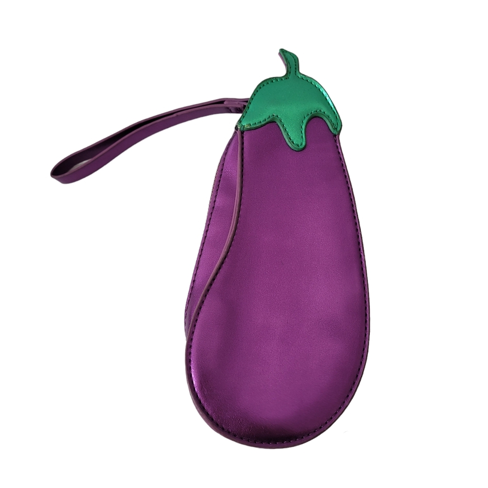 Forever 21 metallic purple eggplant clutch bag